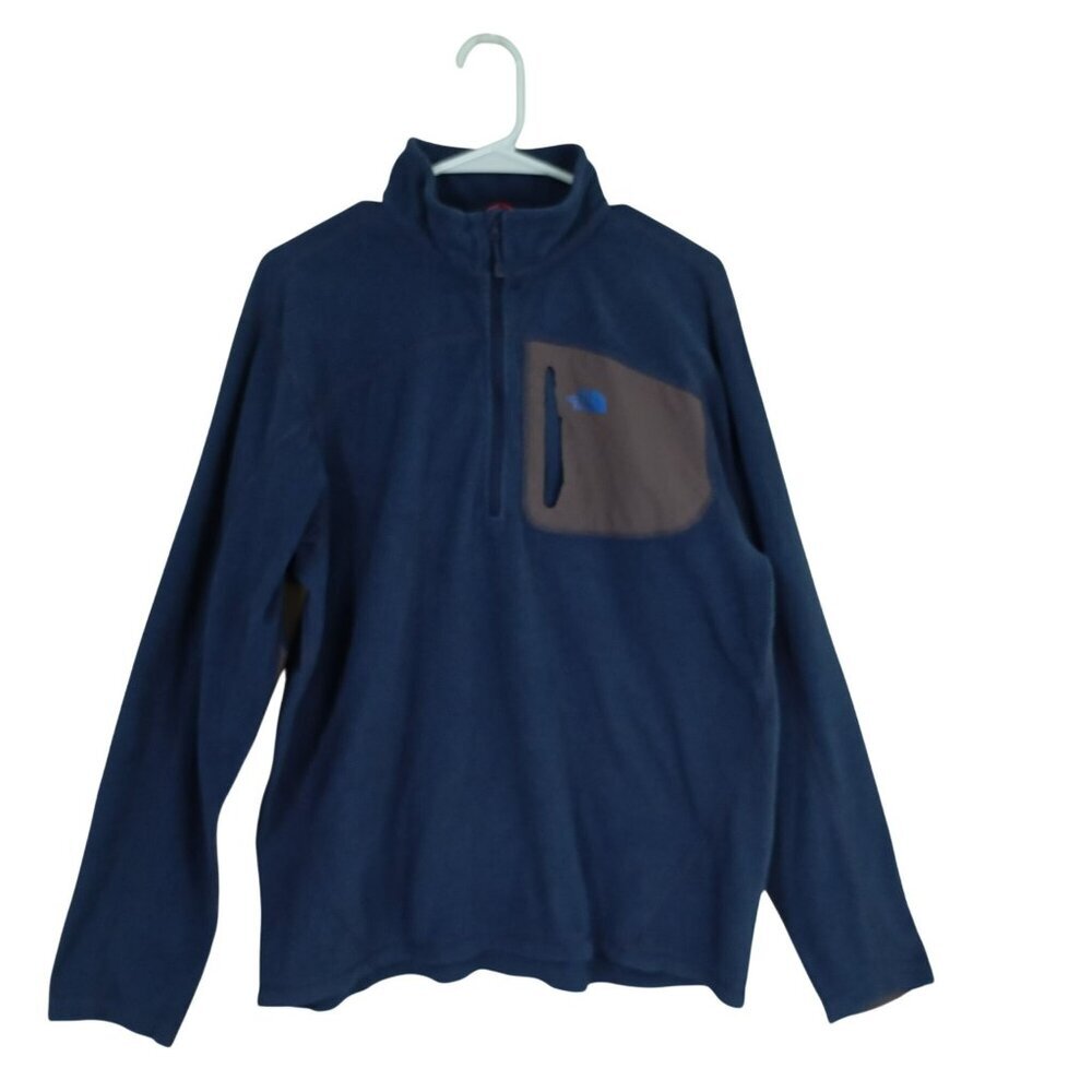 The North Face Men’s Blue Fleece Pullover 1/4 Zip With Chest Pocket Size Large